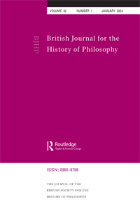 Cover image for British Journal for the History of Philosophy, Volume 32, Issue 1, 2024