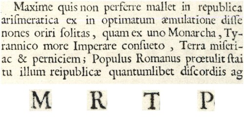 Figure 5. The Rolu specimen of Pierre Haultin’s english roman type, from Dreyfus.74 Image is in the public domain.