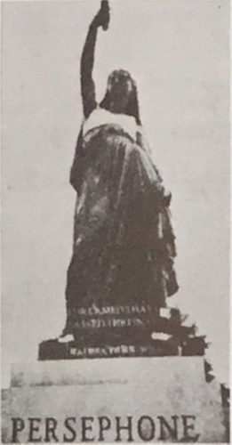 Figure 8. Photograph of the Persephone statue dressed in a bra at Butler University, Indianapolis, Maidenform Mirror, May-June 1962, p. 6. Image taken by author from the Maidenform Collection, Archives Center, National Museum of American History, Smithsonian Institution.