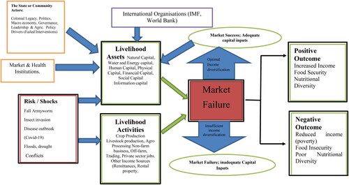 Figure 1. Conceptual Model of the political economy of income diversification and food security in Northern Ghana. Source: Authors’ conception.