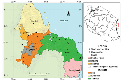 Figure 2. Study area in Dar es Salaam-Tanzania showing study communities and administrative units.