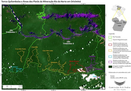 Figure 3. Bauxite mining plateaus in the Alto Trombetas quilombos. Source: São Paulo’s Pro-Indigenous Commission (CPISP).