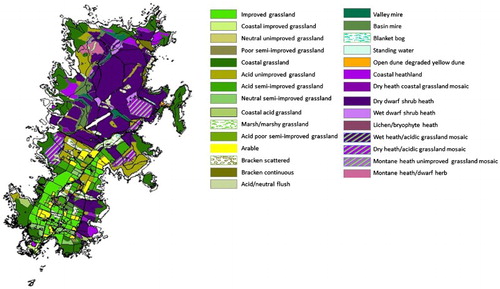 Figure 3 Map of vegetation of Fair Isle according to the results of the Phase 1 Habitat Survey.