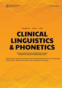 Cover image for Clinical Linguistics & Phonetics, Volume 36, Issue 7, 2022